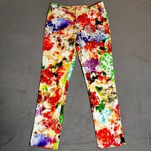 Beige by ECI Floral Print Womens Multicolor Straight Casual Stretch Pants Resort